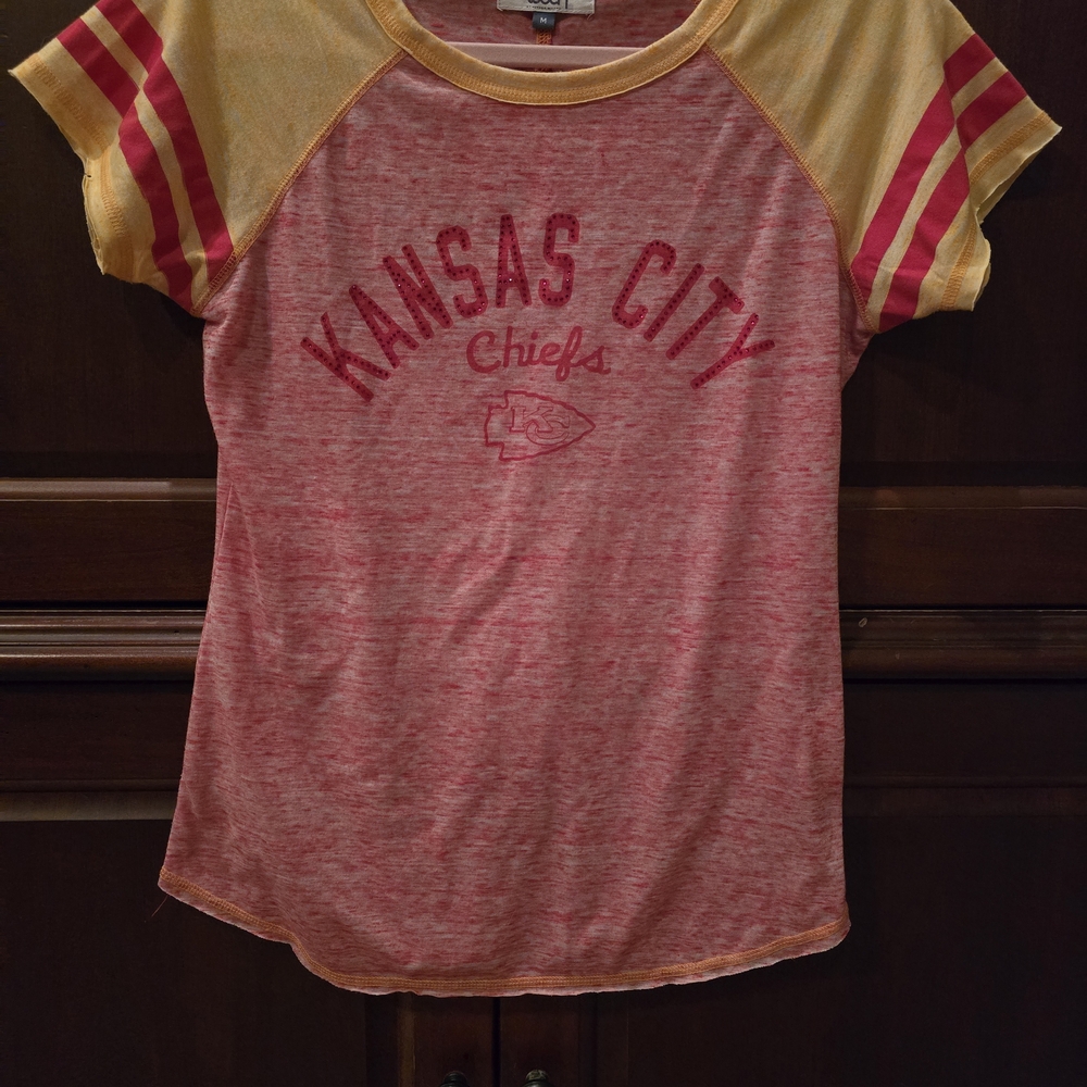 Women's Kansas City Chiefs Raglan Tee - Red and Yellow